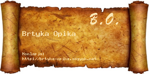 Brtyka Opika névjegykártya